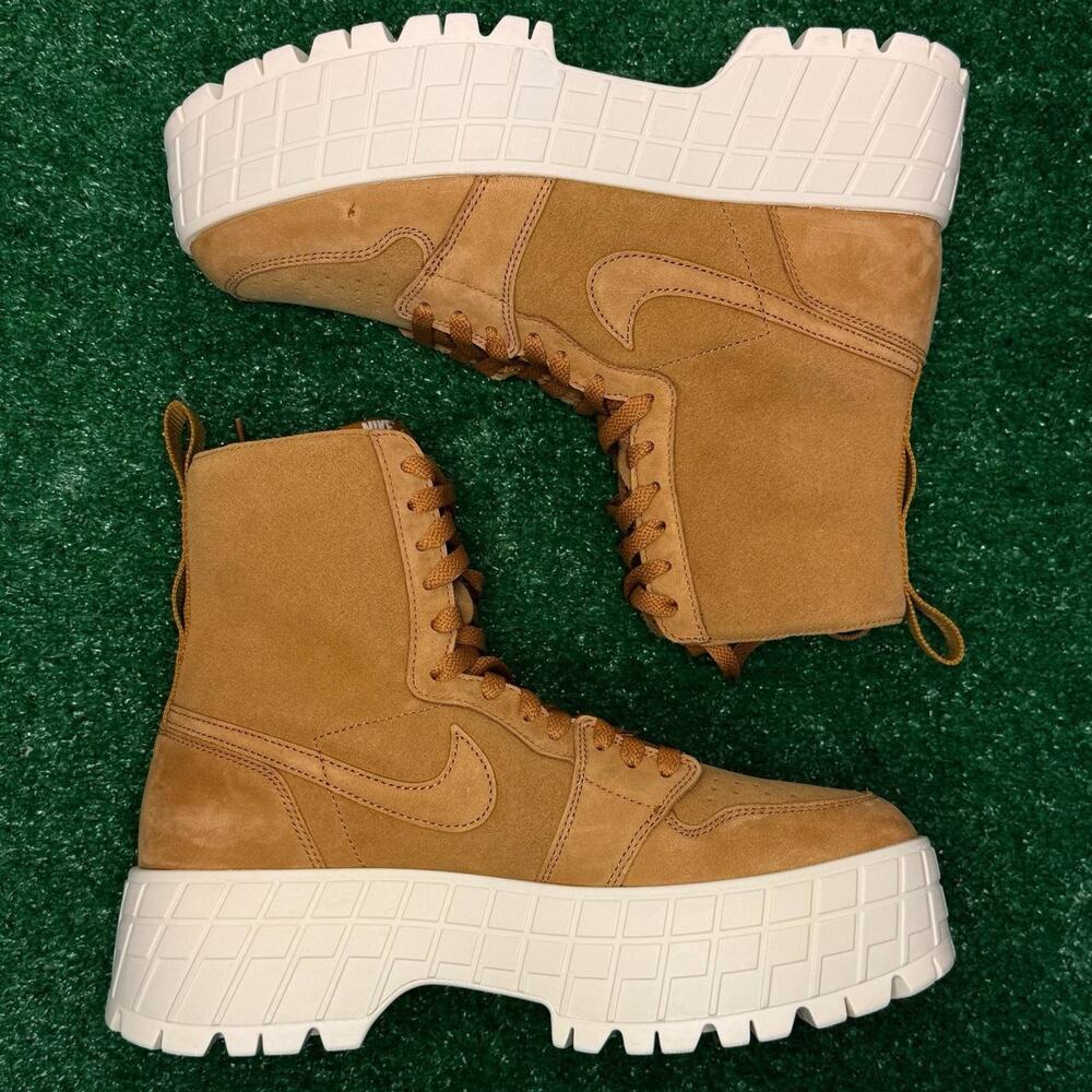 Nike Air Jordan 1 Brooklyn Boots Women 11.5 Wheat Muslin FJ5737-700 New EUC